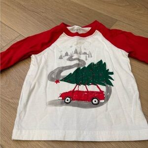 Carter's Red and White Holiday Car Long Sleeve Tee